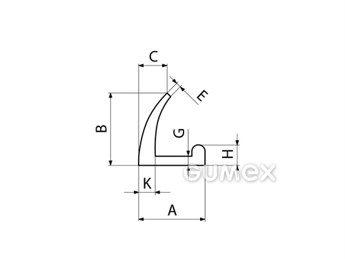 Kompaktní silikonový profil, tvar L - 0135