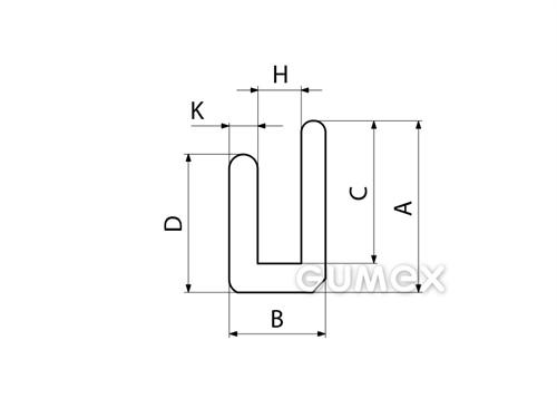Kompaktní silikonový profil, tvar U - 0146